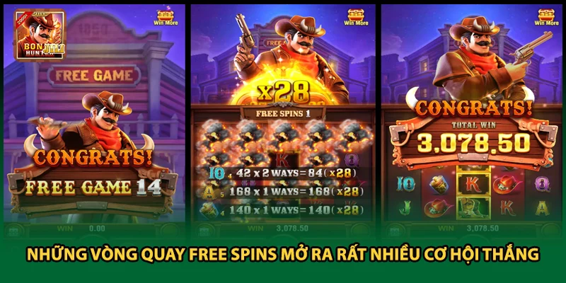 Những vòng quay Free Spins mở ra rất nhiều cơ hội thắng
